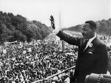 Martin Luther King Jr. am 28. August 1963 auf dem Lincoln Memorial: Der Bürgerrechtler hielt an diesem Tag seine berühmte Rede "I have a dream".