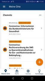 So sieht sie aus, die Warnapp "NINA", die nun auch Chemnitz nutzt. 