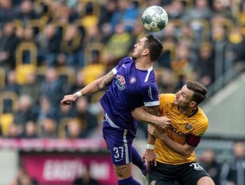 Vergangene Saison gegeneinander, ab sofort miteinander: Pascal Testroet (links) und Florian Ballas (rechts), der von Dynamo Dresden zum FC Erzgebirge wechselt.