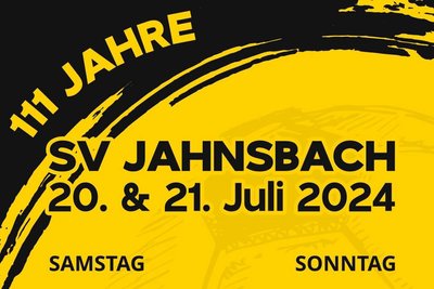 Mit einem Plakat wird für 111 Jahre SV Jahnsbach geworben.