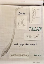 Blick auf erste Darstellungen der Glockenzier. Die Skizze rechts oben zeigt eine von vier Figuren, die auf der Glockenkrone die Bürgerschaft symbolisieren sollen.