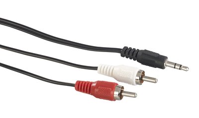 Falls das zusätzliche Empfangsgerät als Tonausgang nur eine 3,5-mm-Klinkenbuchse hat, braucht man zum Anschluss an die Stereoanlage solche ein Kabel.