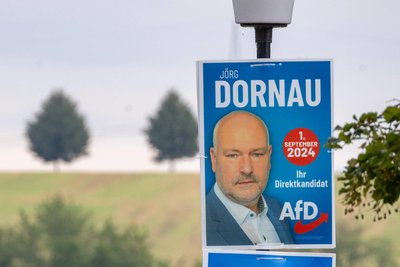 Jörg Dornau auf einem AfD-Plakat zur Landtagswahl. Der Abgeordnete hat einen Agrarbetrieb in Belarus. Beschäftigte er dort politische Gefangene?