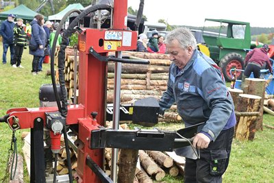 Der nächste Winter kommt garantiert: Gerald Hackenschmidt aus Eichigt spaltete Holz zu Scheiten.