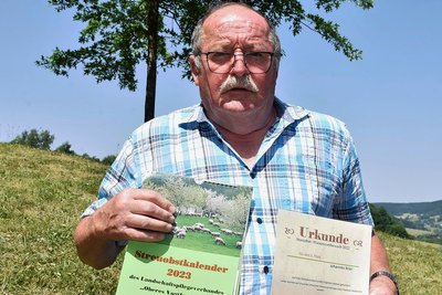 Bester deutscher Teilnehmer beim Streuobstwiesenwettbewerb: Johannes Stier aus Möschwitz.