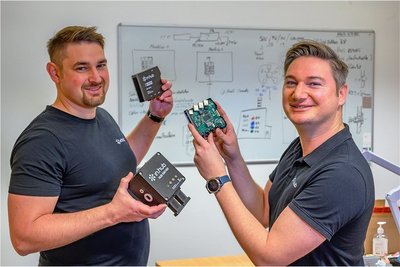 Digitalisieren Produktionsprozesse: Die "in.hub"-Geschäftsführer aus Chemnitz - Marco Neubert (links) und Christian Groß. 