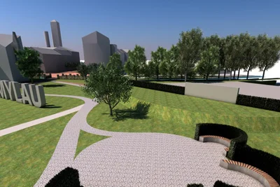 Der Entwurf beinhaltet auch eine Sitz-Lounge und ein kleines Amphitheater.