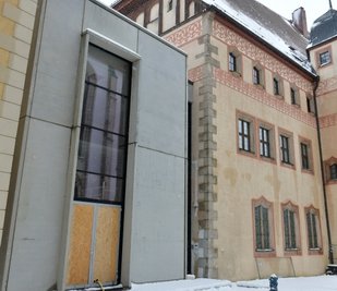 Der Ergänzungsbau am Stadt- und Bergbaumuseum zieht sich in die Länge. Das Bild ist im Januar 2021 entstanden - Zieltermin war 2019. 