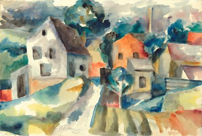 Sanfter Aufbruch des Konventionellen: Das Aquarell "Erzgebirge" von Fritz Diedering aus dem Jahr 1965.