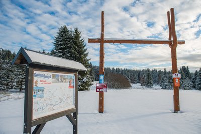 Der Einstieg in die Kammloipe in Carlsfeld.