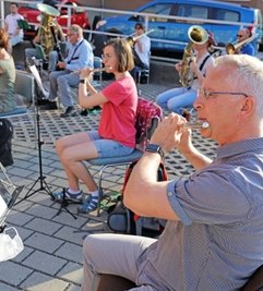 Das Bergmusikkorps Saxonia bei der Probe. Als einziger Höhepunkt steht bisher das Bergstadtfest Ende Juli an. 