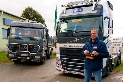 Sven Rubey war mit einem selbstfahrenden Volvo-Truck nach Mildenau gekommen.