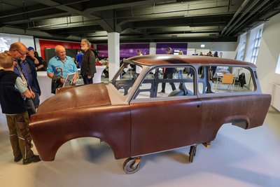 Die Karosserie des Trabant Universal wurde im Karosseriewerk Meerane gefertigt. Eines der raren Schaustücke, die extra für die Frühschicht zum Jubiläum im Museum gezeigt wurden.