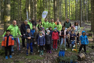 Zweitklässler haben sich am Dienstag für den Wald in Aue-Bad Schlema engagiert.