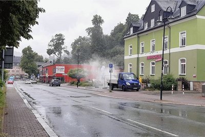 Dieser Teil der Bahnhofstraße in Schwarzenberg wird bereits ab Montag, 26. Juni, zur Baustelle.