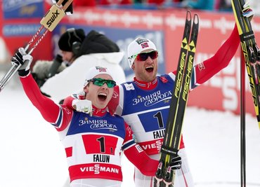 Trond Nystad - Die Nummer 1 in der Welt: Die Norweger Finn Haagen Krogh und Petter Northug nach ihrem Sieg im Teamsprint.