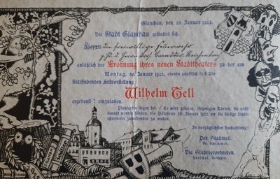 Das Plakat zur Wilhelm-Tell-Aufführung am 30. Januar 1922. 
