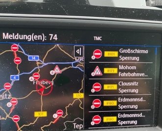 Das Navi zeigte noch am vergangenen Donnerstag eine Vollsperrung der B 101 in Großschirma an - das stimmte aber nicht. 