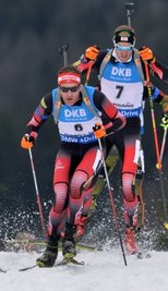 Schwere Strecke, tiefer Schnee. Die Österreicher Simon Eder (vorn) und Dominik Landertinger ließen sich davon nicht beeindrucken.