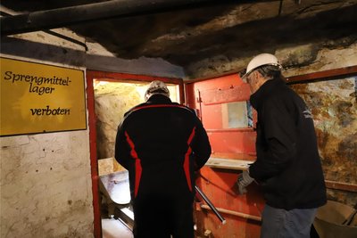 Der Gang zum Whiskylager im Forschungs- und Lehrbergwerk Reiche Zeche ist erreicht.