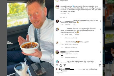 Sachsens Ministerpräsident löffelt vogtländischen Kesselgulasch.