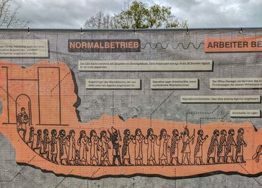 Die Installation "New Social Contract" von Zbynék Baladrán im Bürgerpark Gablenz in Chemnitz ist ein Projekt der Kulturhauptstadt.