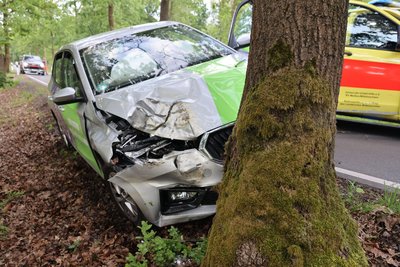 Der Skoda kam von der Fahrbahn ab und stieß gegen einen Baum.