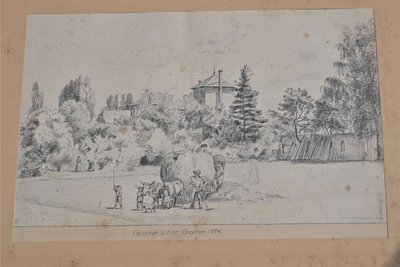 Die Familie überlässt der Stadt auch eine Zeichnung von Ernst Gessner junior, die den Gessnerschen Garten um 1874 zeigt.