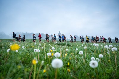 Durch die Botanik: Läufer sind beim Rennsteiglauf auf der Supermarathonstrecke bei Eisenach unterwegs. 