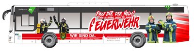 "Passt Dir der Helm?" - Mit diesem Slogan will der Kreisfeuerwehrverband auf vier Bussen künftig für das Ehrenamt im Erzgebirgskreis werben. 