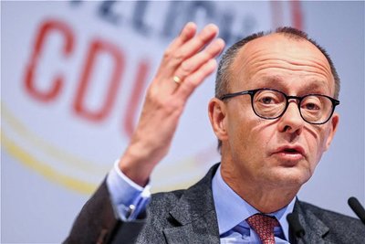 "Und wenn sich die halbe Republik drüber aufregt": CDU-Chef Friedrich Merz bei der Regionalkonferenz in Schkeuditz.