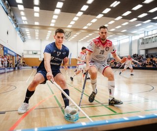 Gabriel Bonifacio (links) erzielte bei der 5:6-Niederlage im Derby gegen den Meister aus Leipzig zwei Treffer für Chemnitz. Die anderen Tore machten Konsta Kupela, Felix Irrgang und Camill Wagner. 