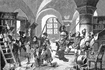 500 Jahre Bauernkrieg im Erzgebirge: „Es ist ein teufelhaftig Werk unter die Leute gekommen“ - Bauern plündern ein Kloster. Eine Illustration aus dem 19. Jahrhundert griff die Ereignisse auf.