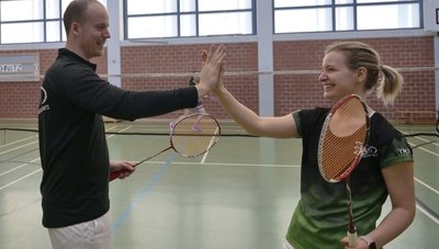 Konstantin Hack und Sandra Kämpf - hier nach dem Spiel gegen Gittersee - haben gut lachen: Die Sachsenliga wartet. 