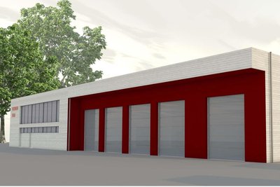 So soll das neue Gerätehaus aussehen. Es ist für 80 Kameraden ausgelegt und hat fünf Fahrzeugstellplätze.