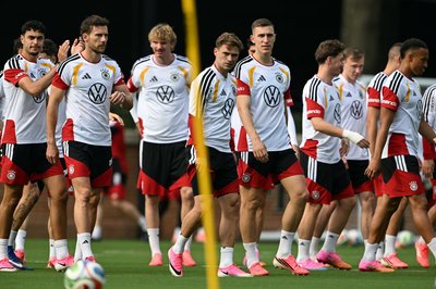 Die Spieler der Nationalmannschaft beim öffentlichen Training auf dem Gelände der Wake Forest University in Winston-Salem.