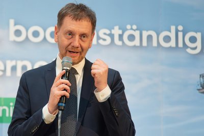 Sachsens Ministerpräsident Michael Kretschmer (CDU), hier bei einem Termin im Bürgermeisterwahlkampf.