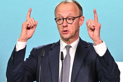 Bundeskanzler Friedrich Merz bei einer CDU-Veranstaltung im hessischen Kommunalwahlkampf.