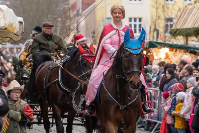 Märchenhaft: Prinzessinnen, Könige und Engel ziehen durch Auerbach. Der Auerbacher Märchenumzug gilt laut Stadtverwaltung als größter in Sachsen.