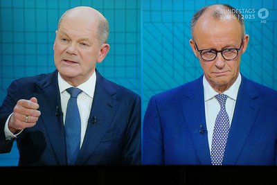 TV-Duell von ARD und ZDF am Sonntagabend: Bundeskanzler Olaf Scholz (SPD, links) und Herausforderer Friedrich Merz (CDU).