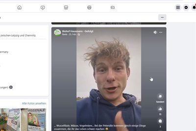 Der Screenshot eines Reels von der Facebook-Seite des Biohofs Hausmann zeigt Landwirt Daniel Hausmann. Auch bei Instagram veröffentlicht er seine Videos zum Gemüseanbau.