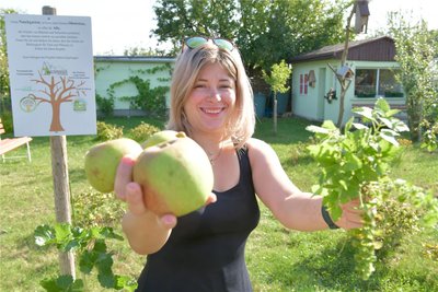 In der Kleingartenanlage „Waldfrieden“ in Freiberg ist am Samstag Herbstfest. Im Bild Lisa Mathé im Naschgarten.