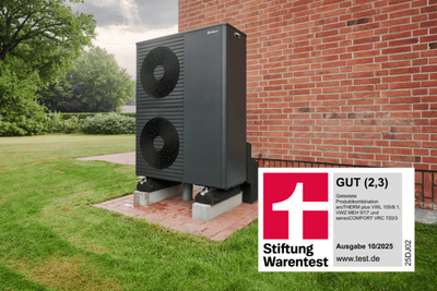 Die Stiftung Warentest hat in Ausgabe 10/2025 die neue Wärmepumpengeneration von Vaillant mit "Gut" (Gesamtnote 2,3) bewertet.