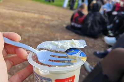 Der "Pudding-essen-mit-Gabel-Trend" ist momentan ein Phänomen in den sozialen Medien.
