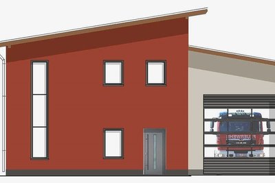 Die Feuerwehr bekommt mit dem Neubau mehr Platz. Dieser Entwurf zeigt, wie das Gebäude aussehen soll. 