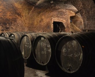 Die Weine reifen traditionell im 1000 Liter fassenden Holzfass, dem Fuder. 