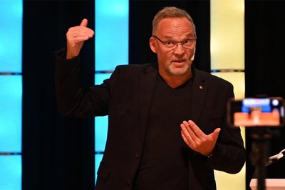 Landrat Dirk Neubauer zur Regionalkonferenz des Landkreises Mittelsachsen im Kulturforum „Stadtpark“ in Frankenberg.