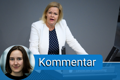 Bundesministerin für Inneres und Heimat, spricht bei der Debatte über den Gesetzentwurf zur Fachkräfteeinwanderung in der Plenarsitzung im Deutschen Bundestag.