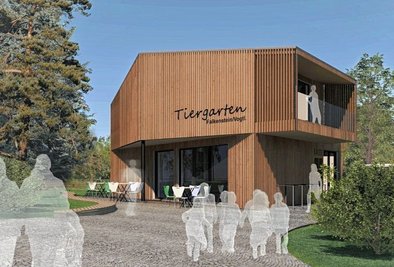 So soll das neue Funktionsgebäude am Eingang des Falkensteiner Tiergartens aussehen. 
