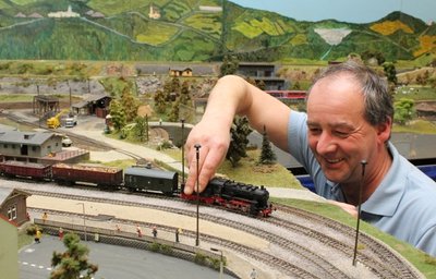 Vereinsvorsitzender André Morgenstern bei den 3. Annaberg-Buchholzer Dampfloktagen im Februar 2019. 